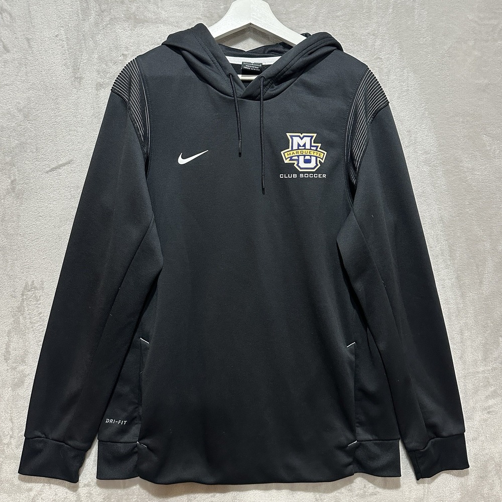 Nike Dri-FIT Men's Marquette‎ Club Soccer Black Pullover Hooded Size Large